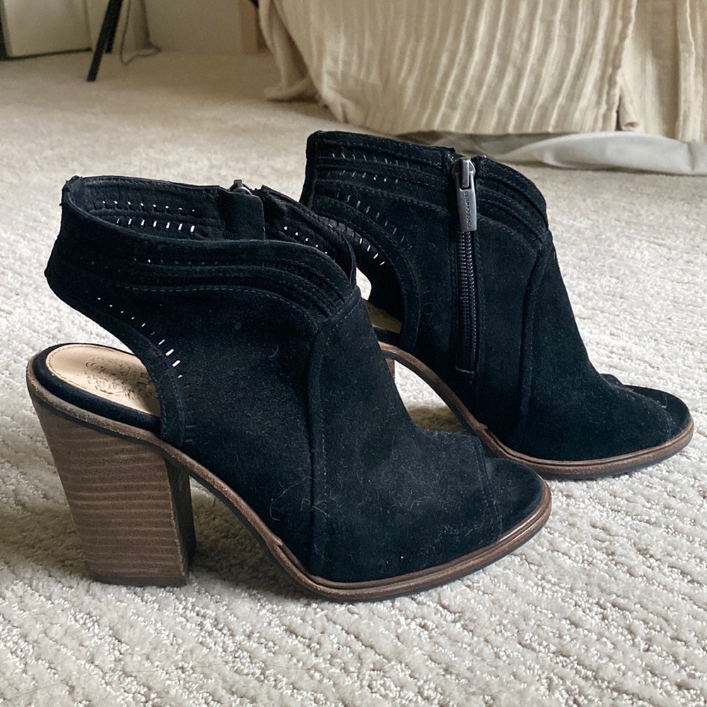 Vince Camuto Suede Peep Toe Booties